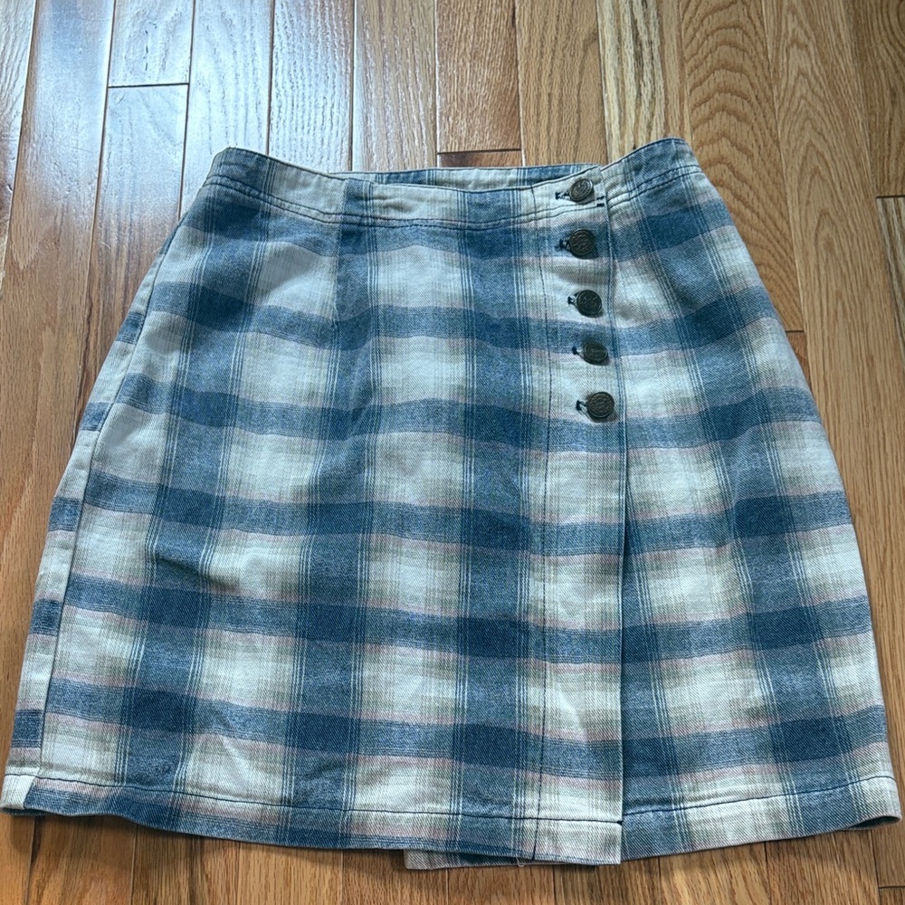 Plaid Button-Front Skirt